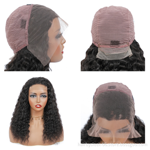 Deep Wave 13X4 Lace Frontal Human Hair Wigs Wet And Wavy Brazilian Lace Front Wig Natural Color Pre Plucked Remy With Baby Hair